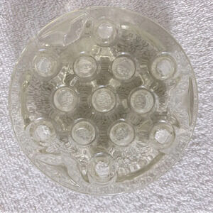 Vintage Clear Glass 13 Hole Flower  Frog Flower Holder Stem Holder Arrangement